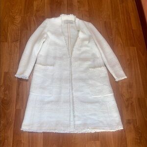 Zara White Elegant Blazer Minimalist Suit Jacket